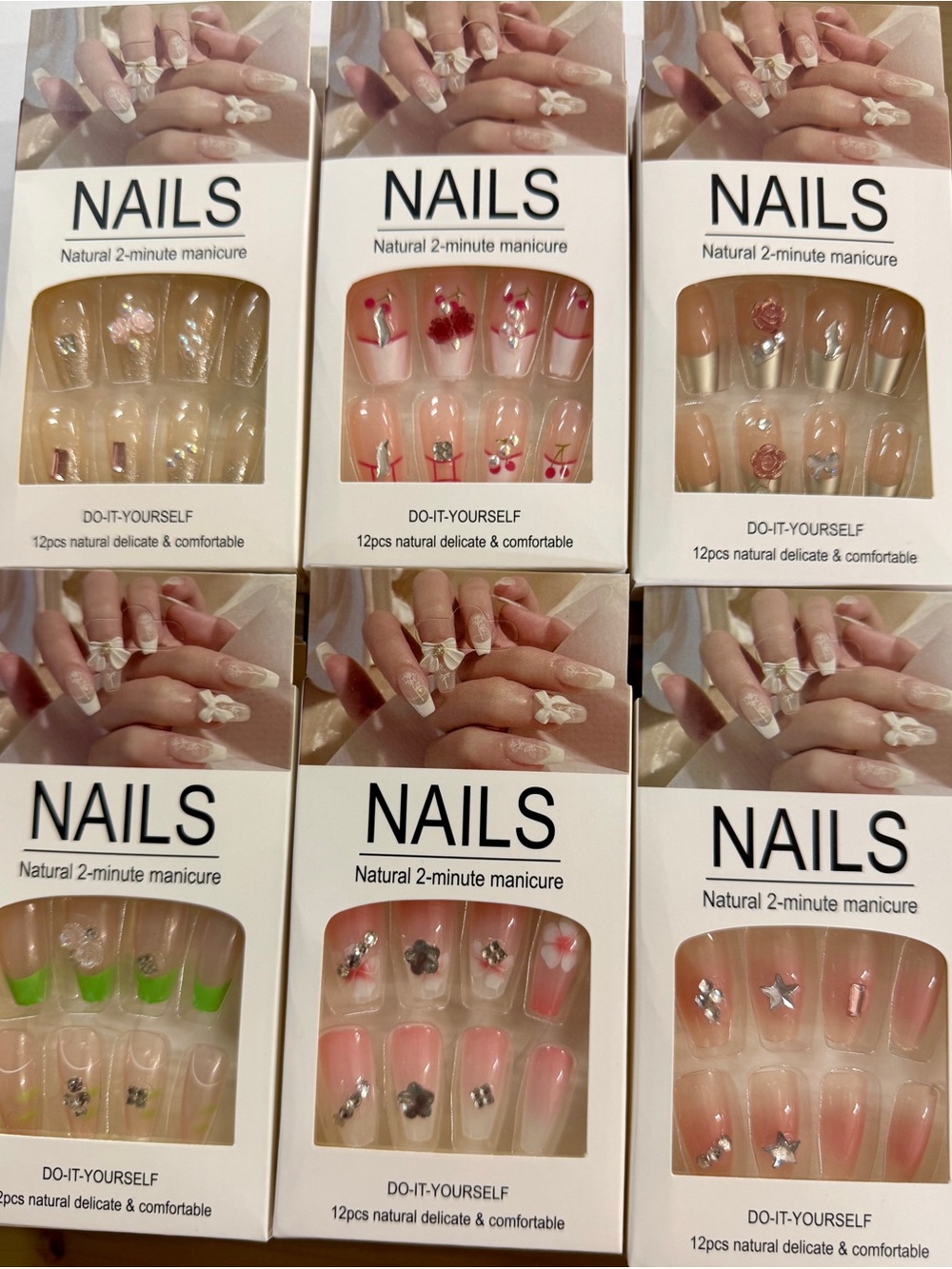 NAILS Women’s Press-On Manicure Set — Pink & Nude Designs-Pick your style